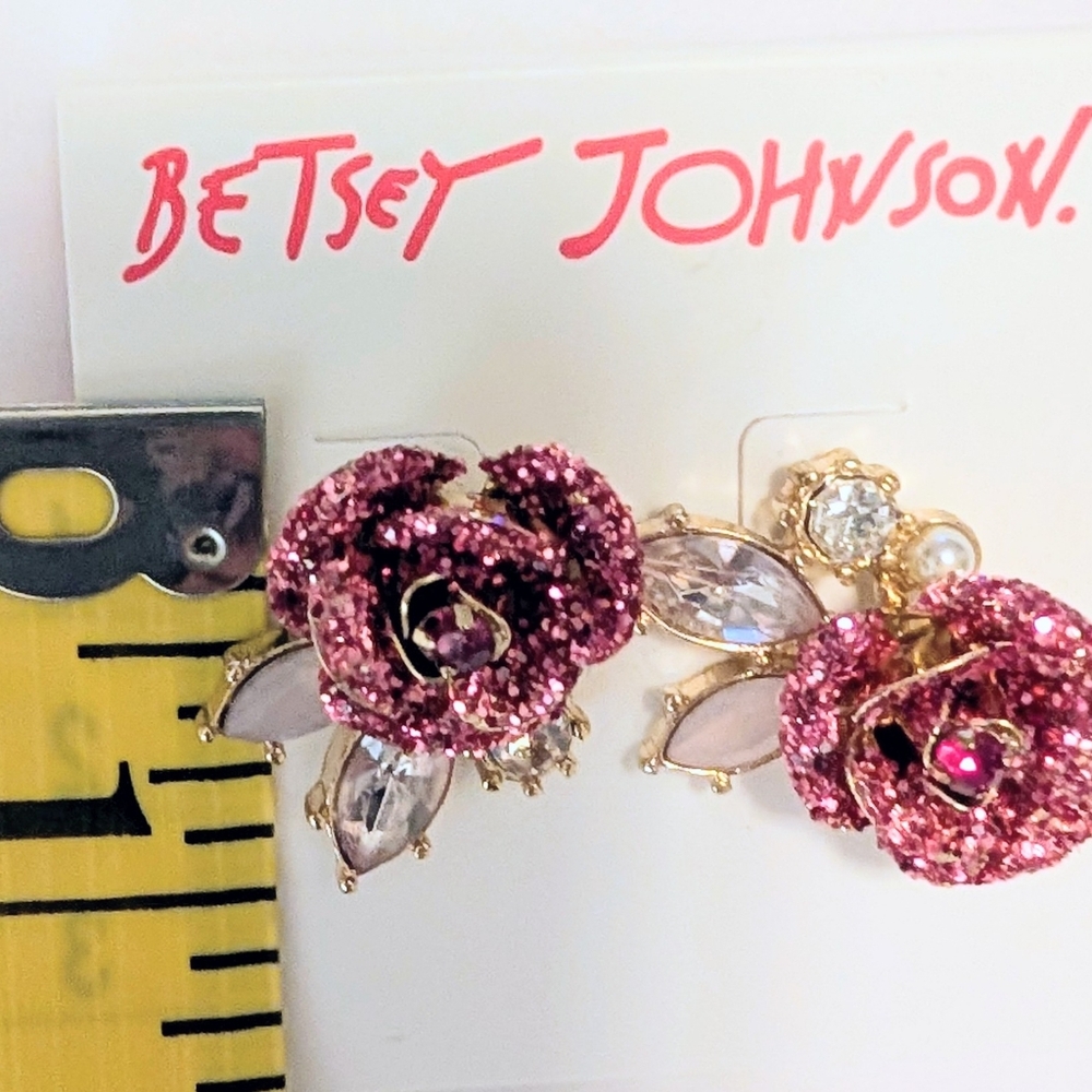 Betsey Johnson Pink Floral Earrings - Picture 3 of 4